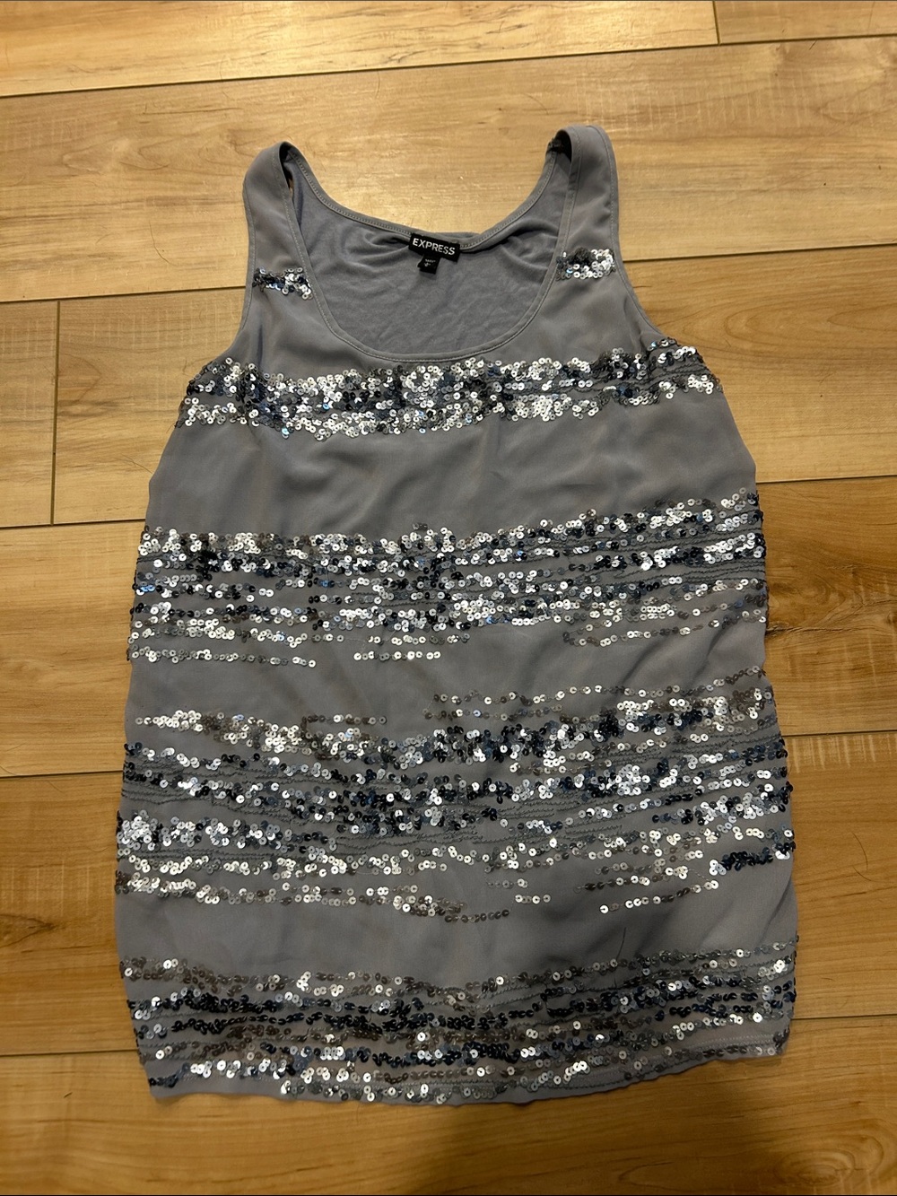 Express Gray Sequin Tank Mini Dress